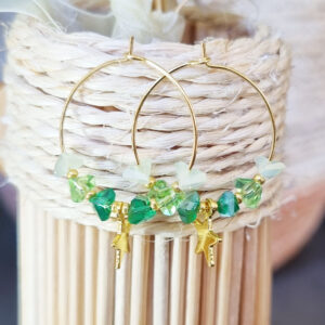 Boucles d'oreilles Tria - Vert & Etoile