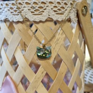 Collier Chat éclat de nacre & or - Personnalisable