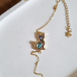 Bracelet chat - éclat de nacre - or & zircon